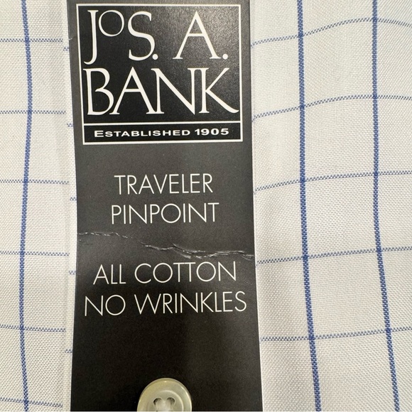 Jos. A. Bank Men's Non Iron Button down Shirt Long Sleeves Check  Sz 17.5 - Picture 6 of 13